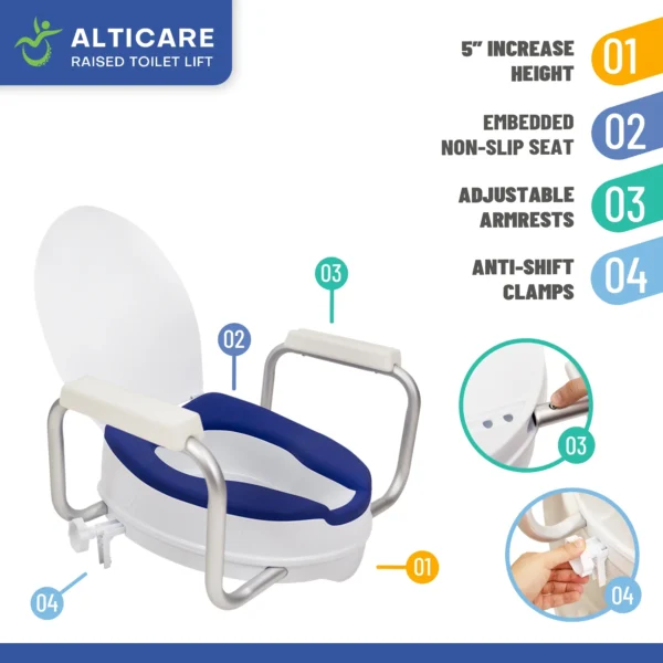 ADAP-19-3 AltiCare 5” Non-Slip Raised Toilet Seat