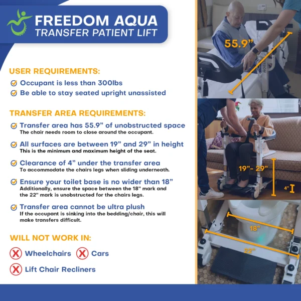 ADAP-20-2 Freedom Aqua Waterproof Patient Lift - Sling Free Transfers
