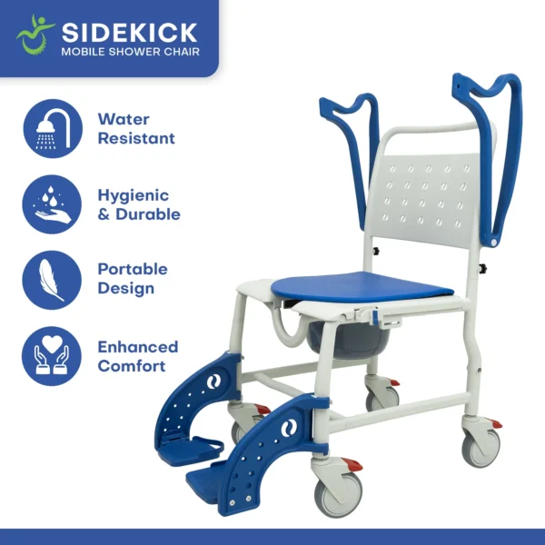ADAP-24-3 Sidekick Shower Chair with Commode Opening and Wheel Attachments