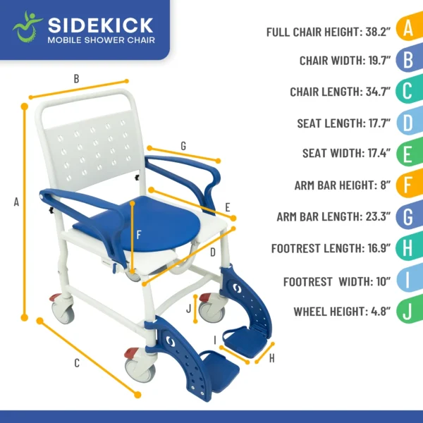 ADAP-24-4 Sidekick Shower Chair with Commode Opening and Wheel Attachments