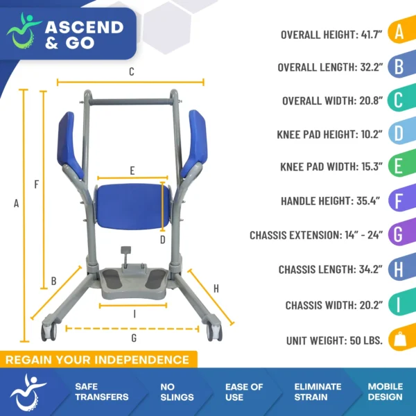 ADAP-25-3 Ascend & Go Sit to Stand Patient Lift