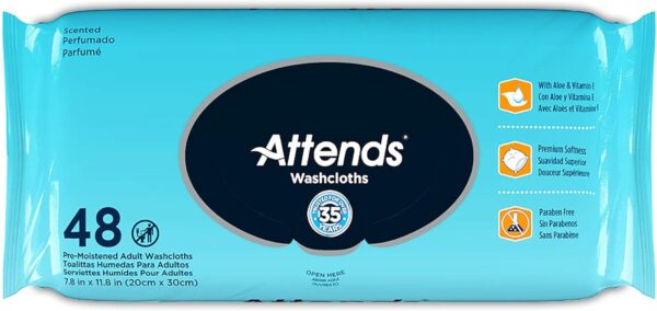 Attends Washcloths  Cleansing Wipes for Incontinence, 576ct Case